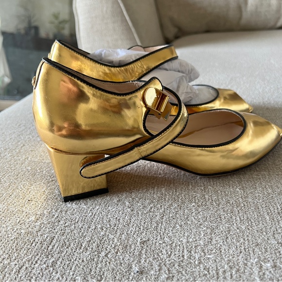 Kat Maconie Gold Mirror "Maggie" Mary Jane Heels Size 9 - Picture 5 of 11